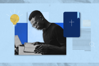 a man studying the Bible to represent the importance of theological training in churches.